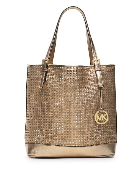 gold leather michael kors purse|Michael Kors gold tote handbags.